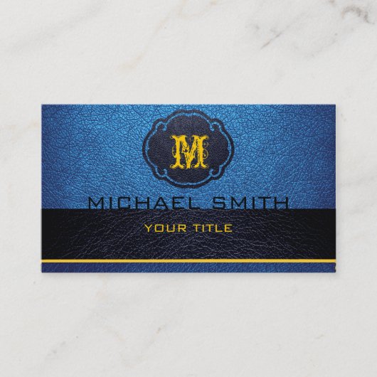 黒くおよび青の革 名刺 (正面)