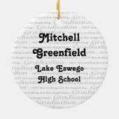 黒くおよび青乳鉢の帽子の卒業のオーナメント セラミックオーナメント (裏面)