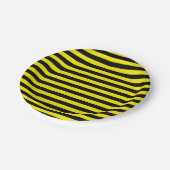 黒くおよび黄色のストライプの紙皿 ペーパープレート (アングル)