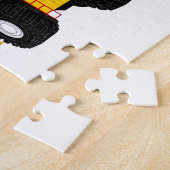 黒くおよび黄色のブルドーザーの建築機械 ジグソーパズル (側面)