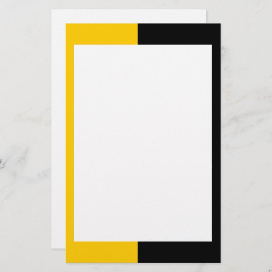 黒くおよび黄色の文房具 便箋 (正面/裏面)