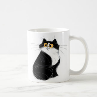 黒くおよび黄色の目猫のマグ コーヒーマグカップ