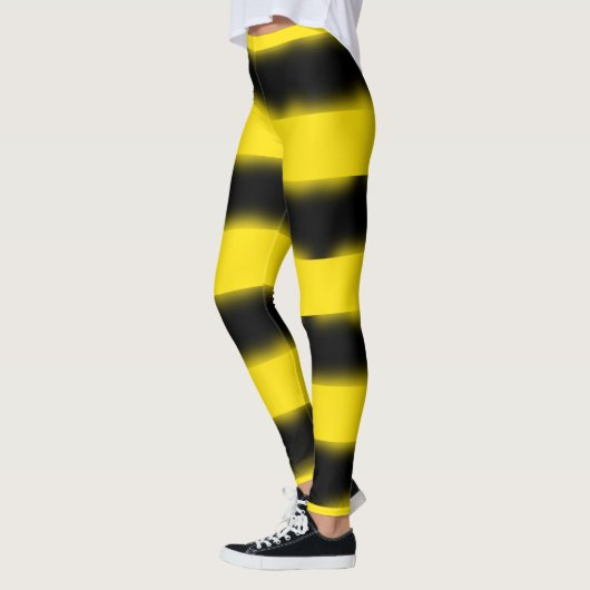 黒くおよび黄色の蜂インスパイアストライプなレギンス レギンス (左)