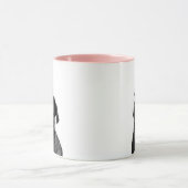 黒くかわいいパグのピンクのコンボのマグ マグカップ (中央)