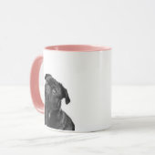 黒くかわいいパグのピンクのコンボのマグ マグカップ (正面左)