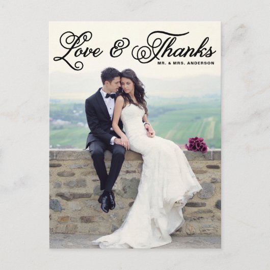 黒くかわいらしい原稿の結婚式は郵便はがき感謝していしています ポストカード (正面)