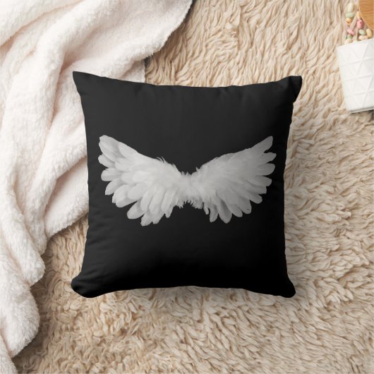黒くかわいらしい天使の翼の枕 クッション (ブランケット)