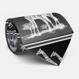 黒くか白いデザインのまれなレトロのアフリカのキリン ネクタイ