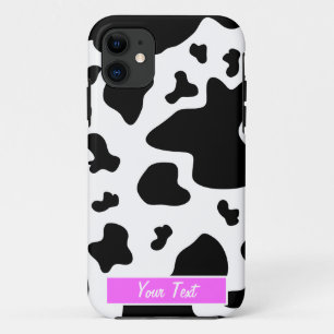 黒くか白いピンク牛プリント-個人化して下さい iPhone 11 ケース