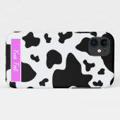 黒くか白いピンク牛プリント-個人化して下さい Case-Mate iPhoneケース (裏面(横))