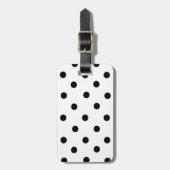 黒くか白い水玉模様および珊瑚 ラゲッジタグ (正面縦)