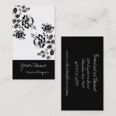 黒くか白い花柄の名刺 名刺 (正面/裏面)