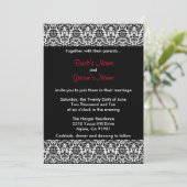 黒くか白くまたは赤いダマスク織の結婚式招待状 招待状 (スタンド正面)