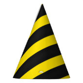 黒くか黄色の蜂そっくりのストライプなパターン パーティーハット (左)