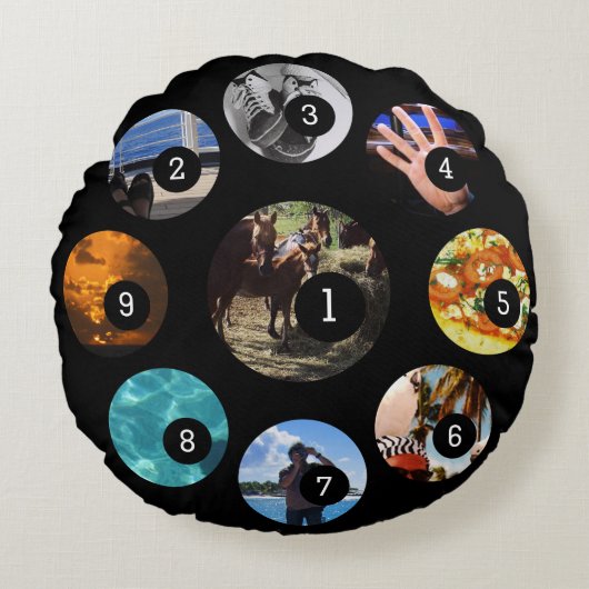 黒くさせますあなた専有物を容易にあなたの写真の9 ラウンドクッション (正面)