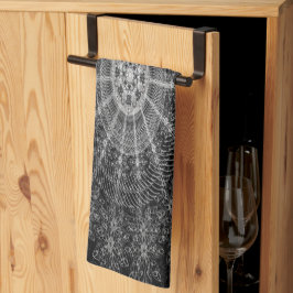 黒くなったきらめくフローラ・アート キッチンタオル