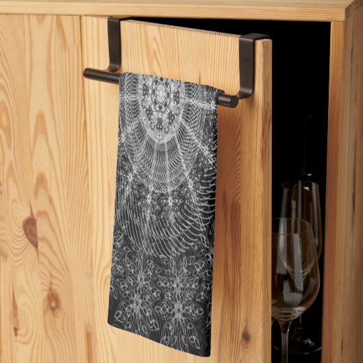 黒くなったきらめくフローラ・アート キッチンタオル (三つ折り)
