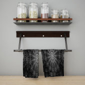 黒くなったきらめくフローラ・アート キッチンタオル