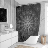 黒くなったきらめくフローラ・アート シャワーカーテン