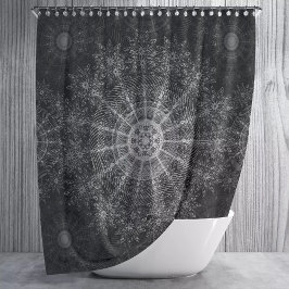 黒くなったきらめくフローラ・アート シャワーカーテン