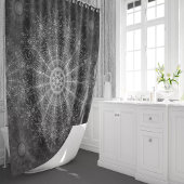 黒くなったきらめくフローラ・アート シャワーカーテン