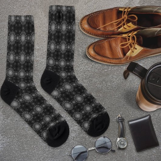 黒くなったきらめくフローラ・アート ソックス