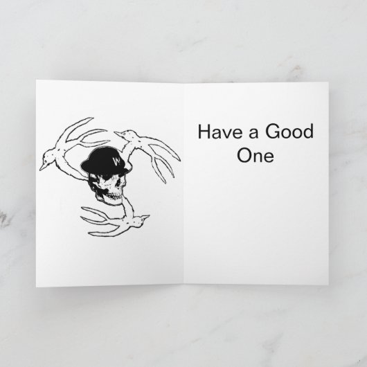 黒くなったスカルとクロスボーン誕生日カード カード (内部)