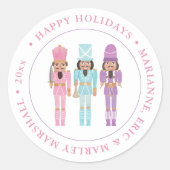 黒くるみ割りバレエ兵士ハッピーホリデー ラウンドシール (正面)