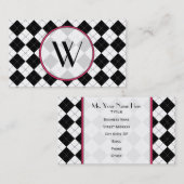黒くアーガイル柄のなモノグラムのファッションビジネスカード 名刺 (正面/裏面)