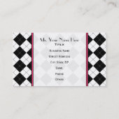 黒くアーガイル柄のなモノグラムのファッションビジネスカード 名刺 (裏面)
