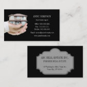 黒くエレガントな不動産業者の名刺 名刺 (正面/裏面)
