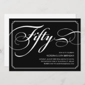 黒くエレガントな第50誕生日の招待状 招待状 (正面/裏面)