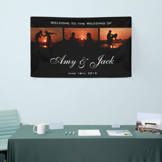 黒くカスタムな写真シリーズ歓迎の結婚式 横断幕 (トレードショー)