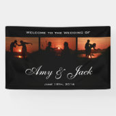 黒くカスタムな写真シリーズ歓迎の結婚式 横断幕 (横)