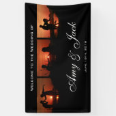 黒くカスタムな写真シリーズ歓迎の結婚式 横断幕 (縦)