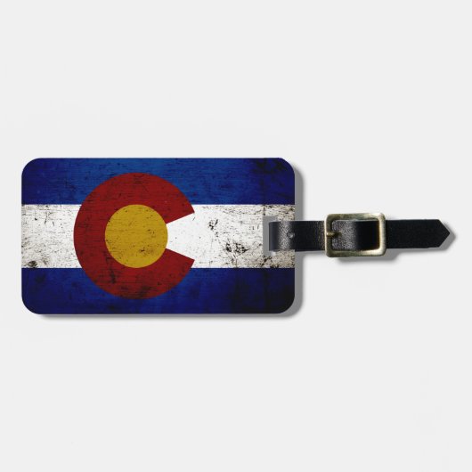 黒くグランジなコロラド州の州の旗 ラゲッジタグ (正面横)