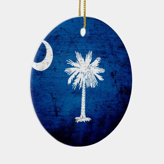 黒くグランジなサウスカロライナの州の旗 セラミックオーナメント (右)