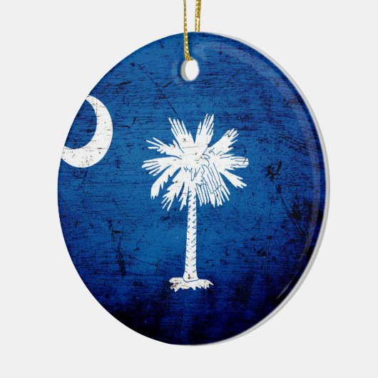 黒くグランジなサウスカロライナの州の旗 セラミックオーナメント (左)