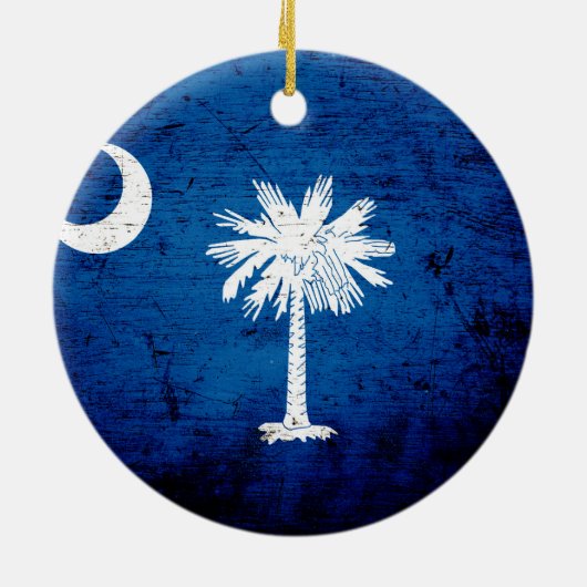 黒くグランジなサウスカロライナの州の旗 セラミックオーナメント (裏面)