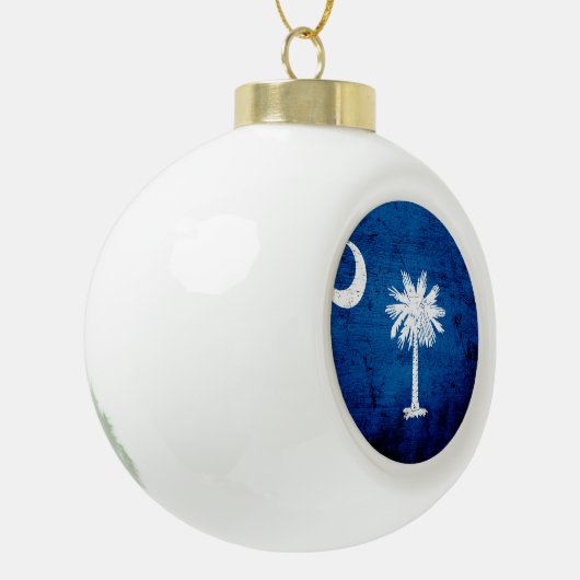 黒くグランジなサウスカロライナの州の旗 セラミックボールオーナメント (左)