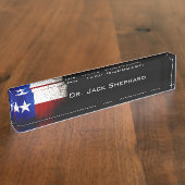 黒くグランジなテキサス州の州の旗 デスクネームプレート (側面)