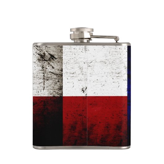 黒くグランジなテキサス州の州の旗 フラスク (裏面)