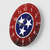 黒くグランジなテネシー州の州の旗 ラージ壁時計 (傾斜)