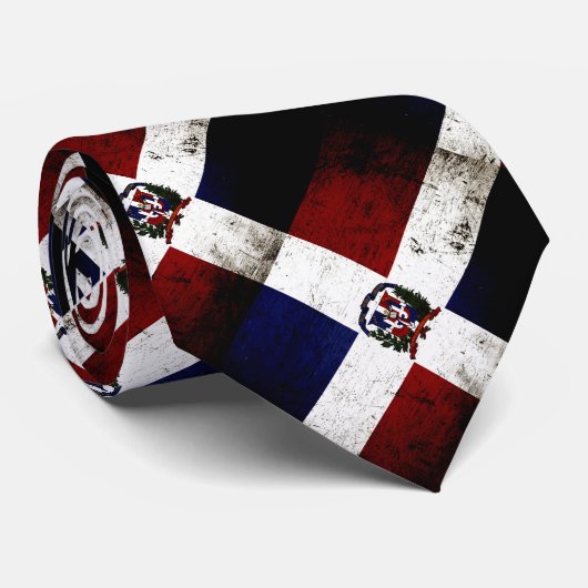黒くグランジなドミニカ共和国の旗 ネクタイ (ロール)