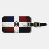 黒くグランジなドミニカ共和国の旗 ラゲッジタグ (正面横)