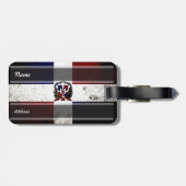 黒くグランジなドミニカ共和国の旗 ラゲッジタグ (裏面横)