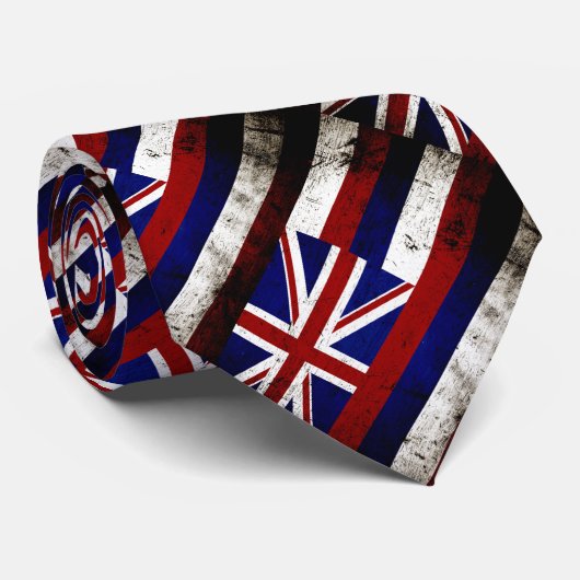 黒くグランジなハワイの州の旗 ネクタイ (ロール)