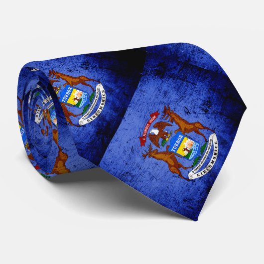 黒くグランジなミシガン州の旗 ネクタイ (ロール)