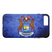 黒くグランジなミシガン州の旗 Case-Mate iPhoneケース (裏面(横))