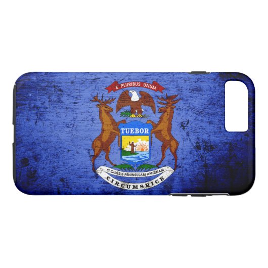 黒くグランジなミシガン州の旗 Case-Mate iPhoneケース (裏面(横))